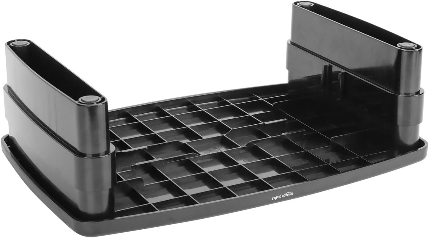 Height Adjustable Monitor Stand Riser with Storage Organizer, Multifunctional Desk Accessories for Reduced Neck Strain - Fits Monitors, Laptops up to 22Lbs, Black