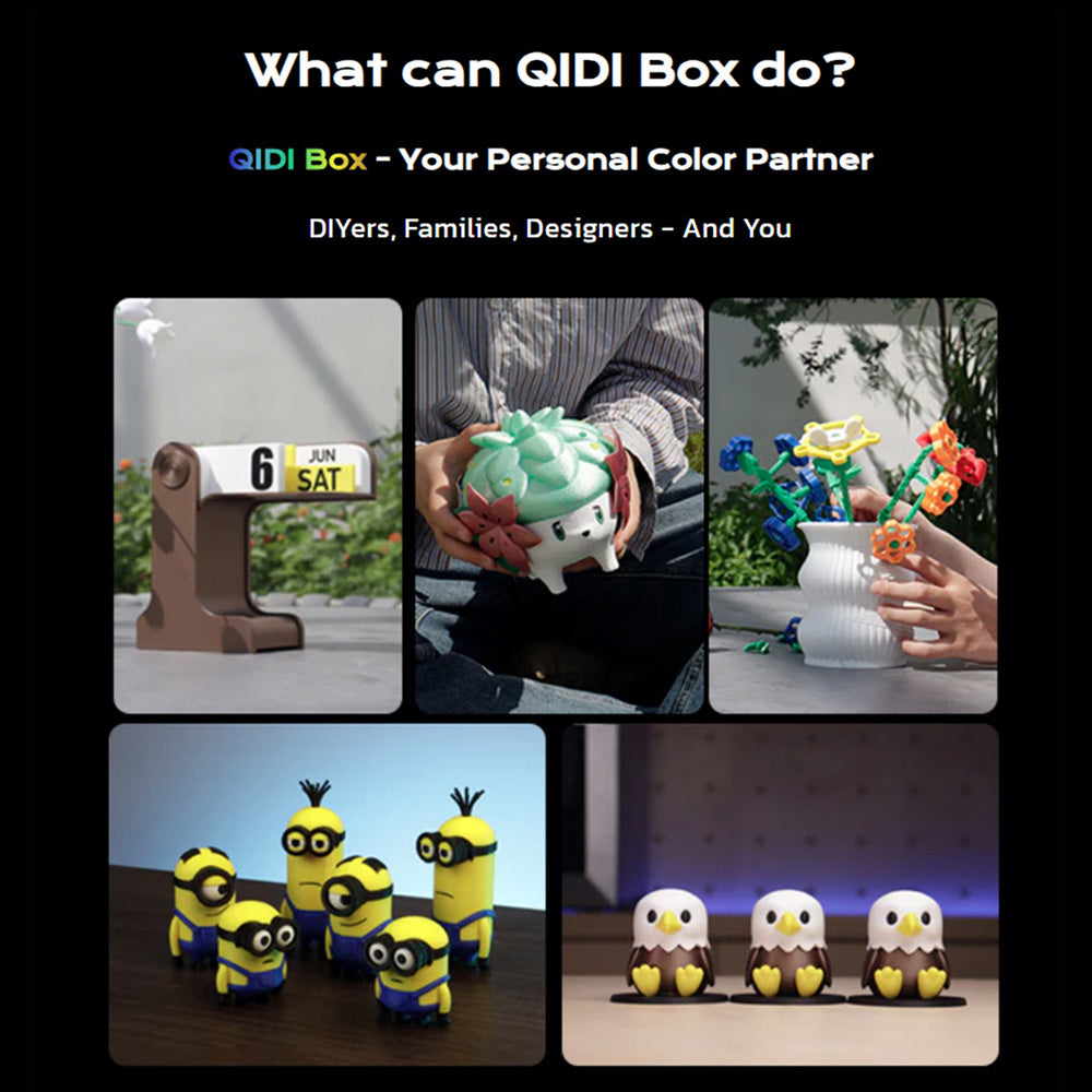 QIDI Box for PLUS4 3D Printer, 65℃ Drying & Sealed Storage, 16-Color Multi-Material Printing, Automatic Filament Refill, NFC Smart Detection, Holds 4 Spools