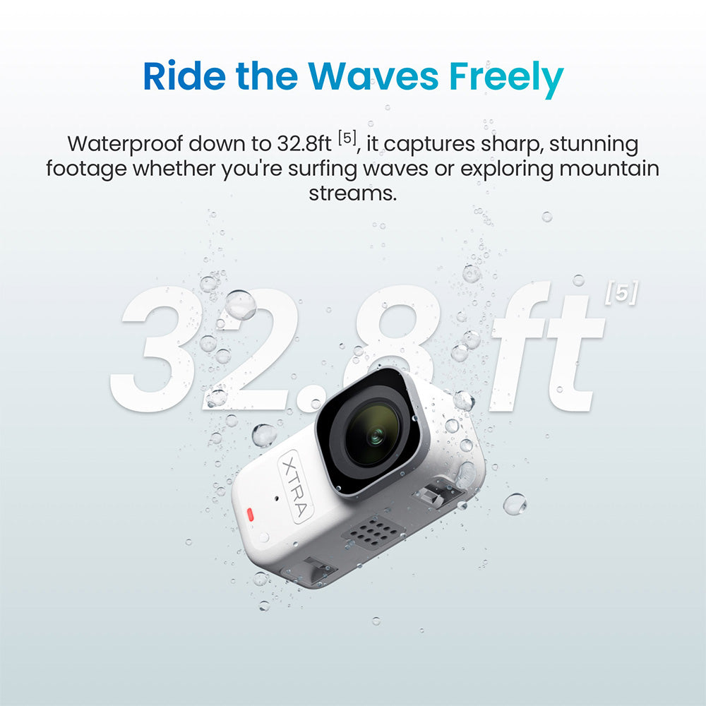 Xtra Atto Wearable POV Action Camera, 4K/60fps, 1/1.3" CMOS Sensor, 54g Ultra-Compact Mini Vlog Camera, 220 Min Battery with Vision Dock, 600MB/s Fast Transfer, 10m Waterproof, Hands-Free Recording