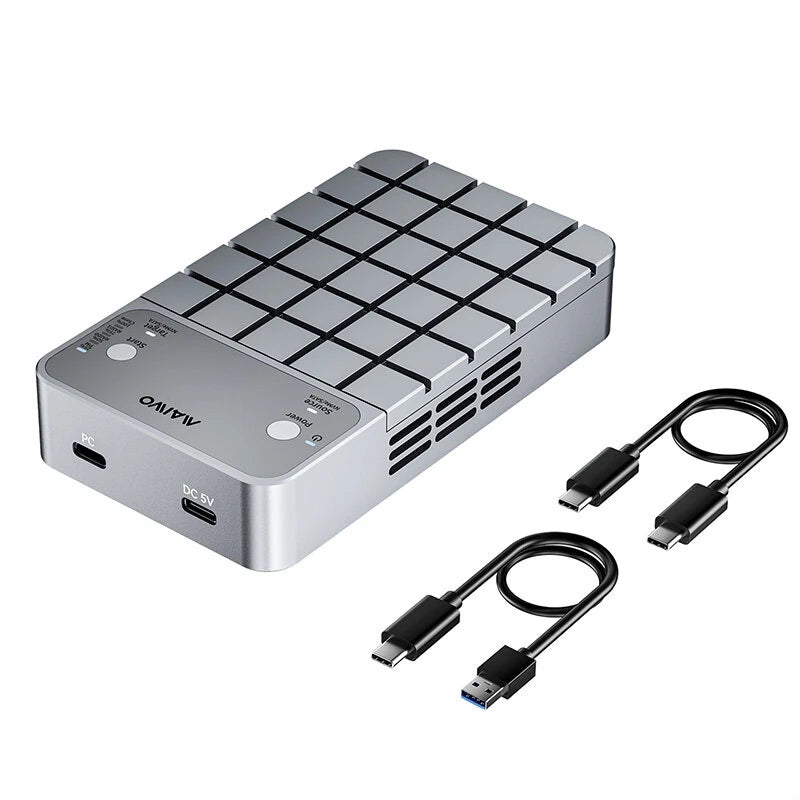 Maiwo K2042P3 M.2 NVMe SATA Dual Bay Hard Drive Enclosure 20Gbps USB 3.2 Gen2x2 Four Clone ModesTool Free External SSD Enclosure