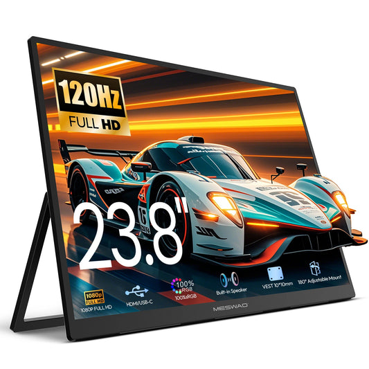 MESWAO S238 23.8 inch Portable Monitor 100Hz FHD IPS Type C Portable Computer Monitor Gaming Display Screen for Smartphone Tablet Laptop Game Consoles