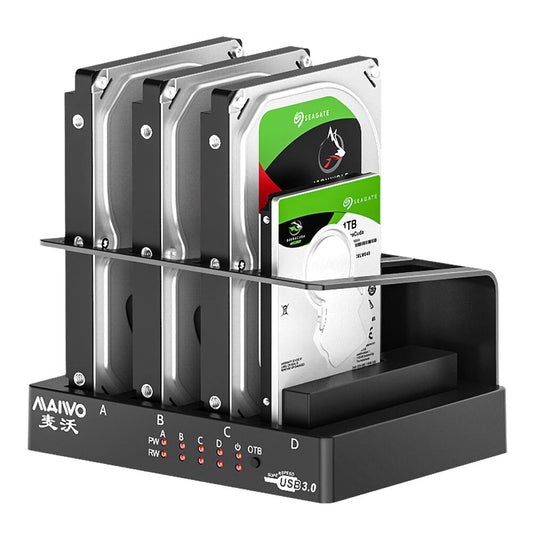 MAIWO USB 3.0 External Hard Drive for PC 4 Bay 2.5 inch 3.5 inch Enclosure Multi-Bay HDD SDD Docking Station Hard Drive Case