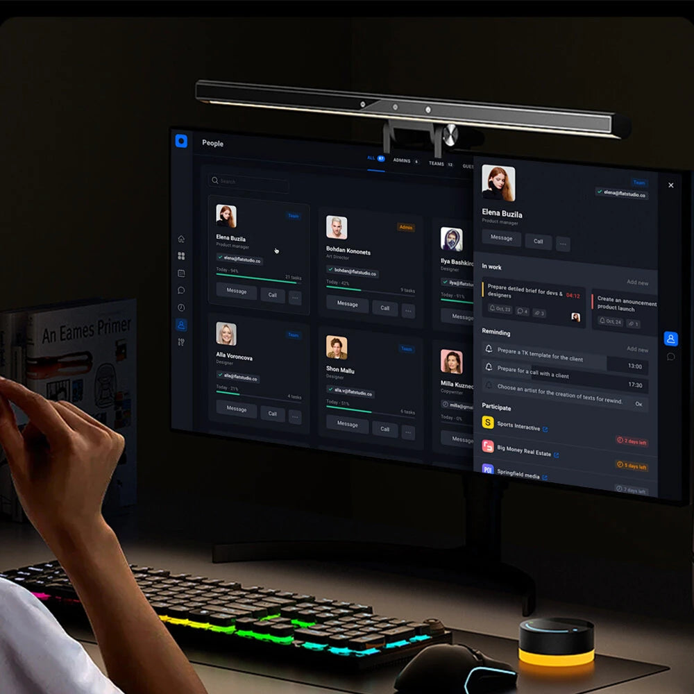 BlitzWolf® BW-CML6 RGB Gaming Monitor Light Bar with Wireless Remote Control, Dynamic Pickup, Stepless Dimming/Color Temperature, Dual Light Source, Asymmetric Optical Design Eye Protection Anti-Glare for Home Office PC Computer