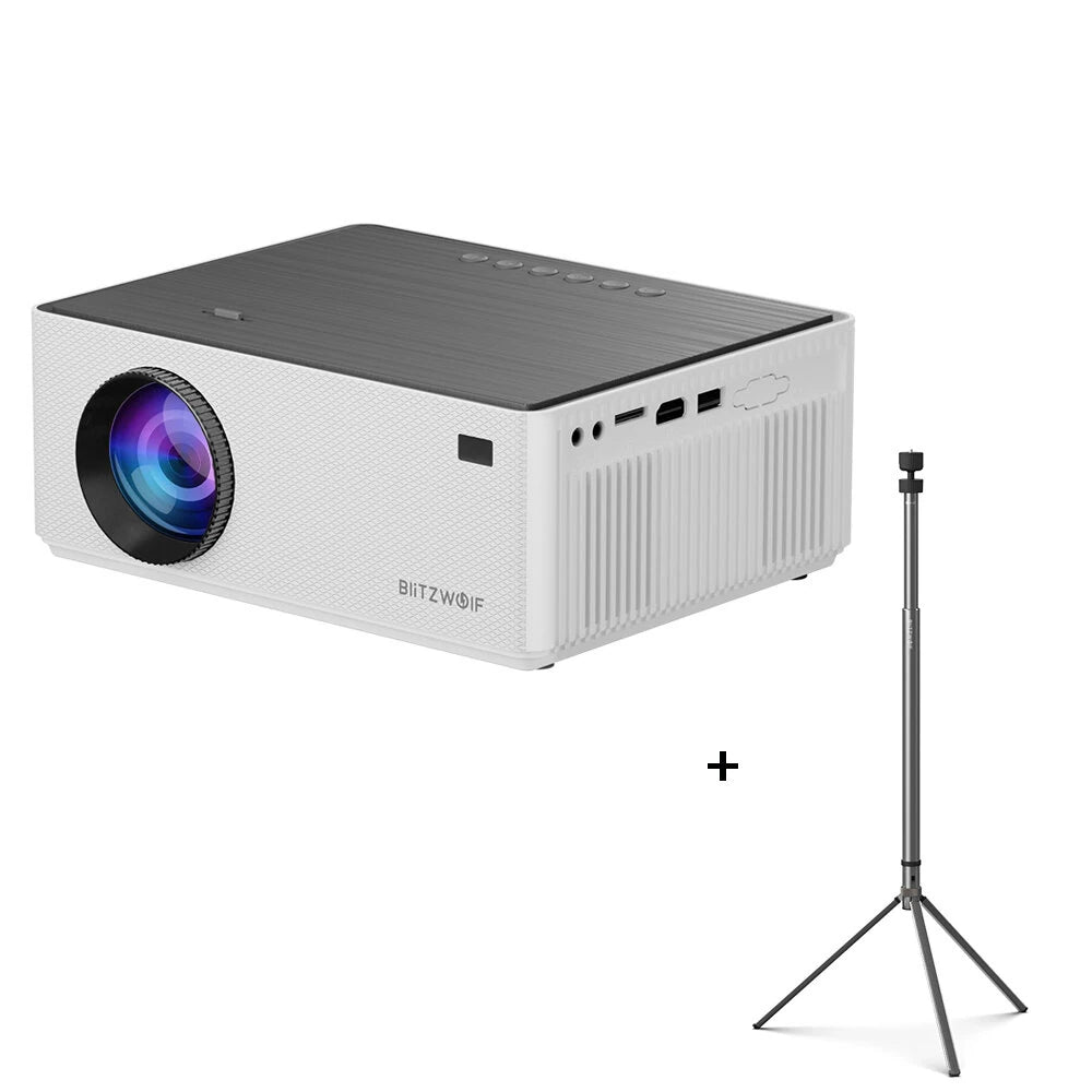 BlitzWolf®BW-V8 FHD Projector LCD LED Android 11.0 OS 480ANSI Lumens 4D Keystone Correction Dual-5G WIFI 4K Decoding Digital Zoom Mini Portable Projector Outdoor Movie