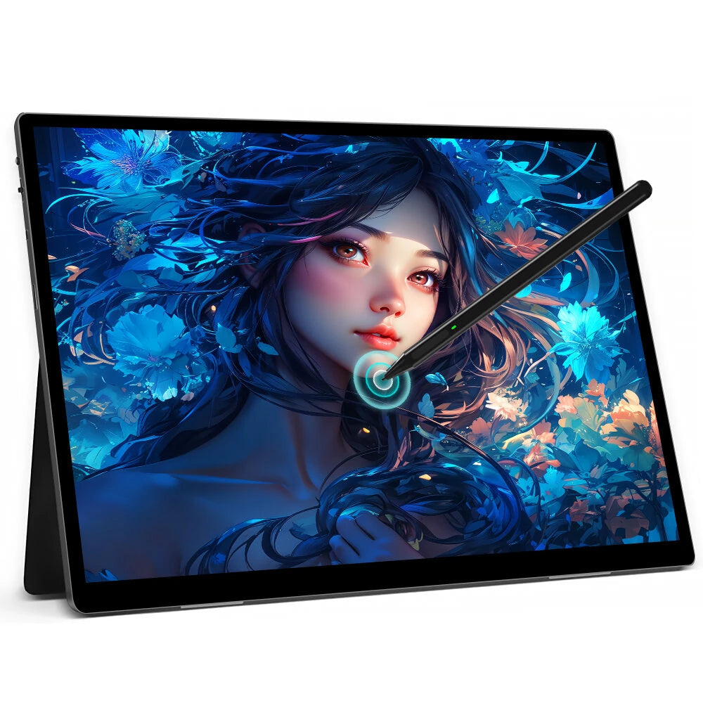 HAILESI S150 4K 15 Inch Portable Touchscreen Monitor Drawing Display with Pen and Infinitely Adjustable Stand USB C External Screen for Smartphone Tablet Laptop Game Consoles