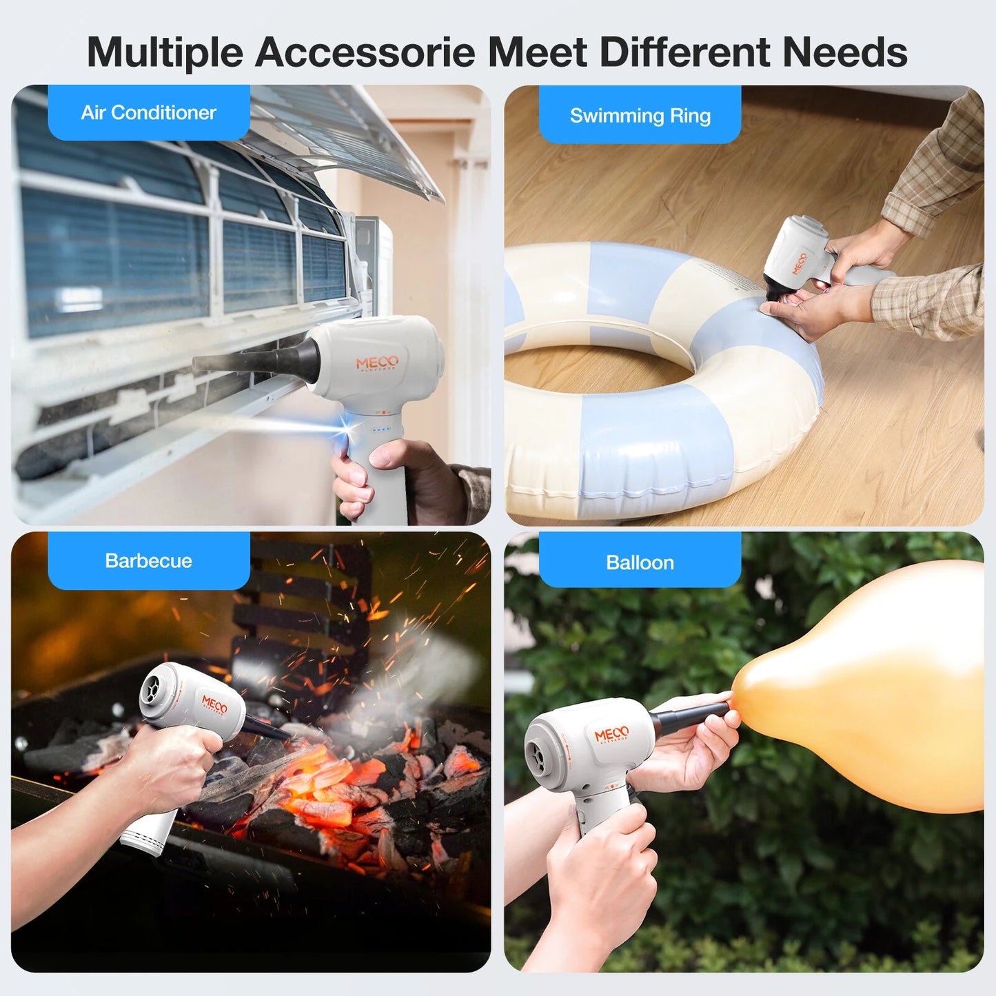 MECO ELEVERDE 4-in-1 Wireless Air Duster & Vacuum Cleaner | 6000mAh Long Battery & Type-C Fast Charging | 3-Gear Adjustable Power (Max 16KPa Suction) | for Computer, Car, Pet Hair Cleaning | with LED Light & Power Display